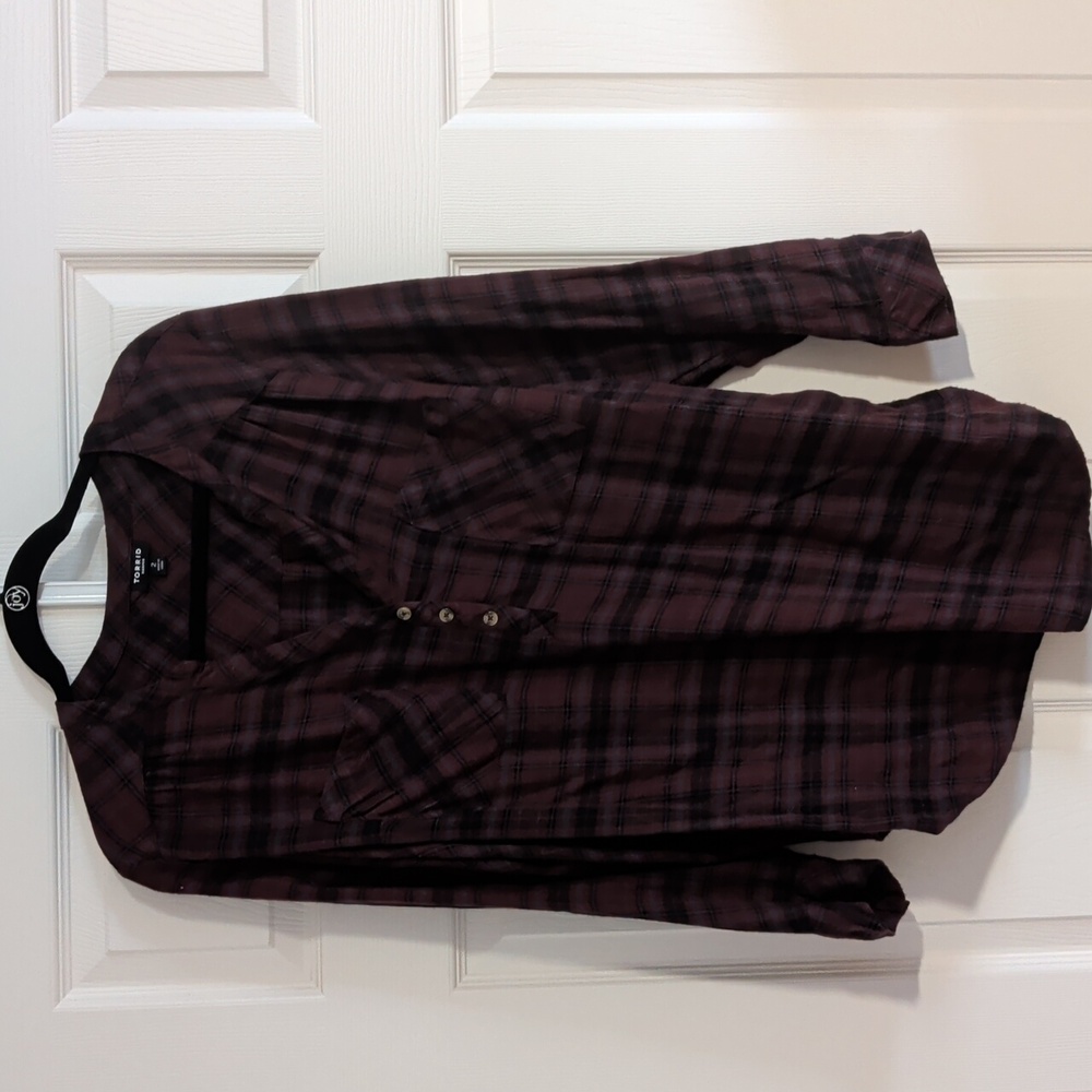 Torrid Maroon Plaid Button-Down Shirt